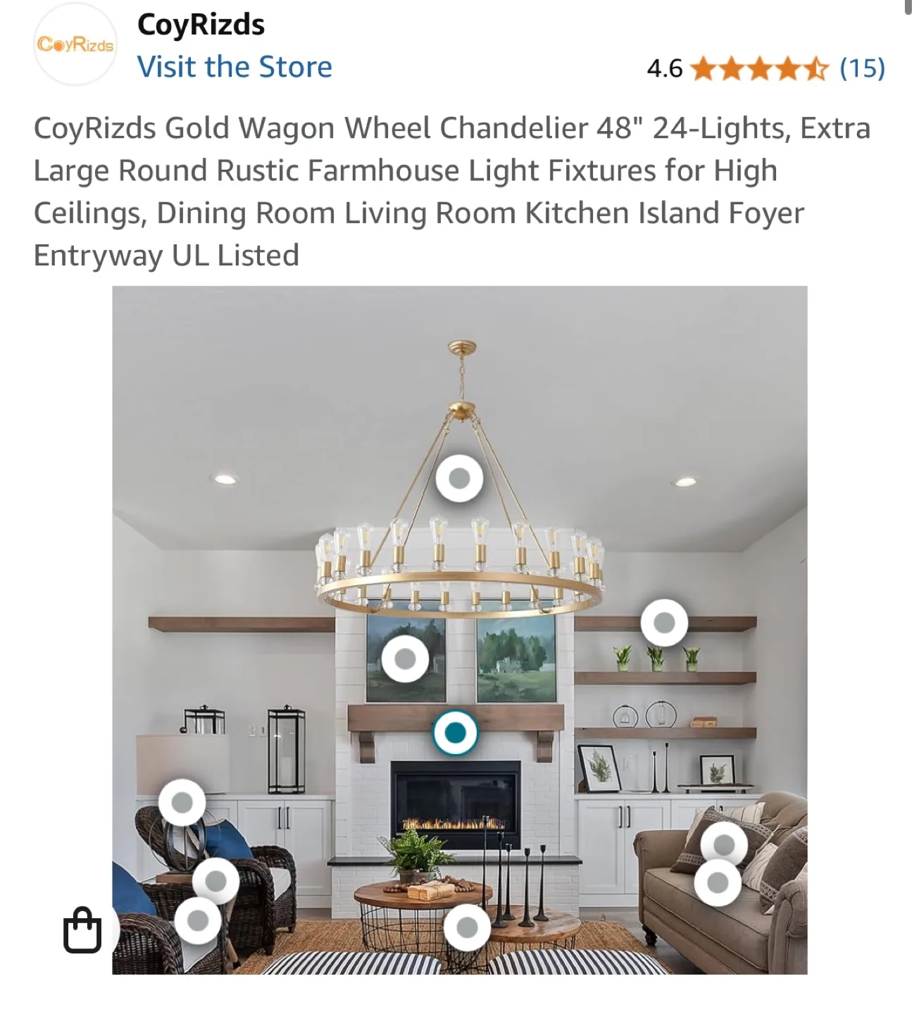 CoyRizds Gold Wagon Wheel Chandelier 48" image indicator(3)