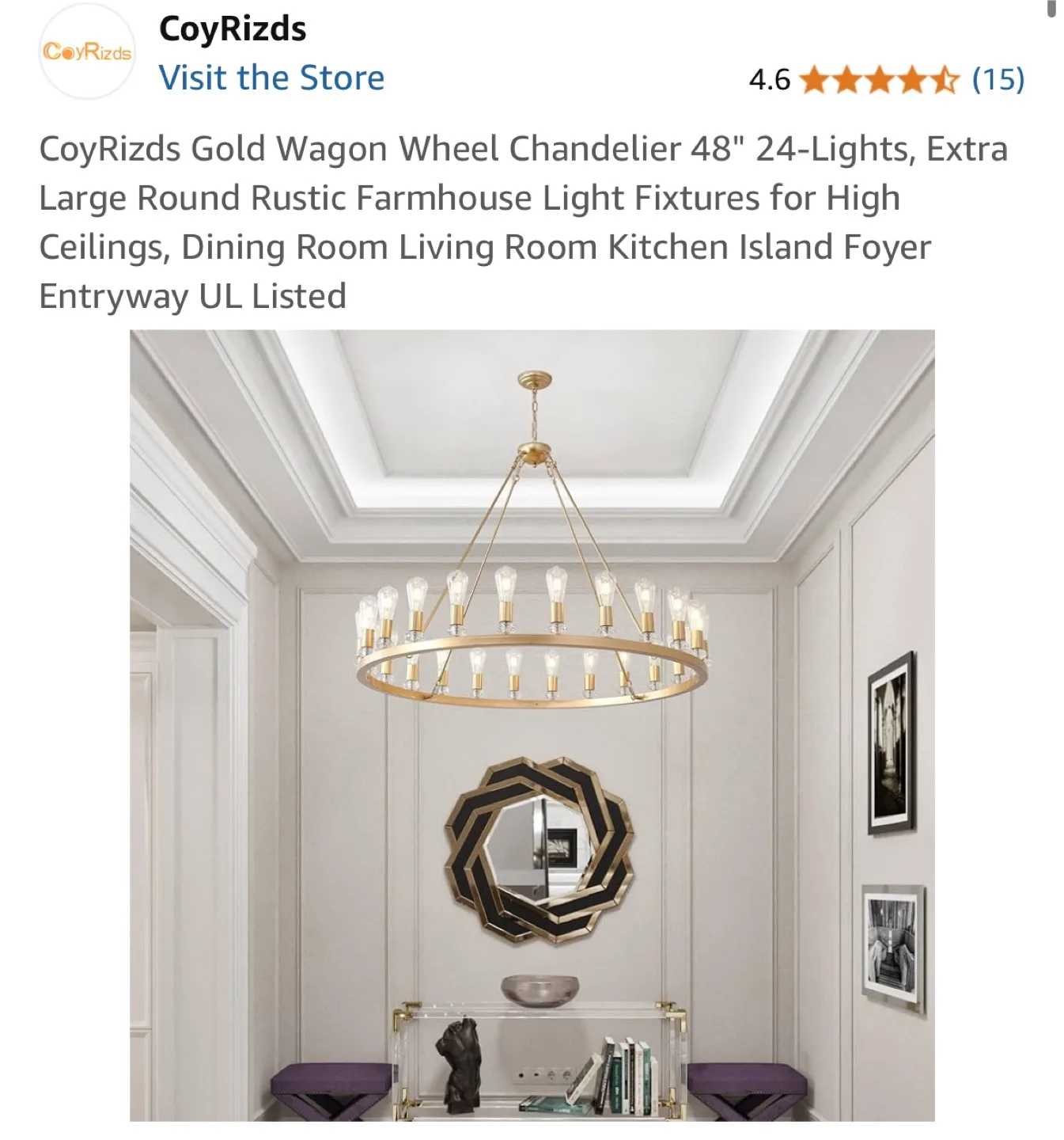 CoyRizds Gold Wagon Wheel Chandelier 48" image indicator(2)