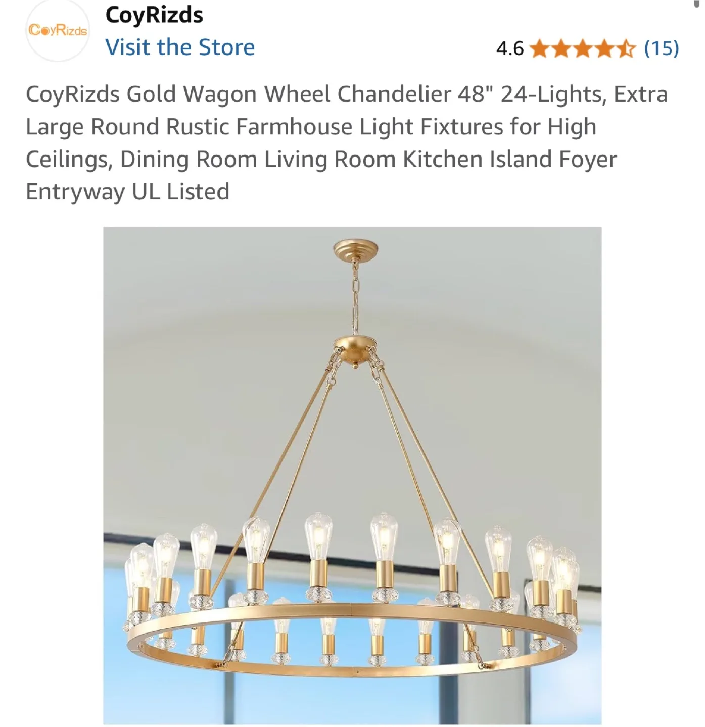 CoyRizds Gold Wagon Wheel Chandelier 48" thumbnail