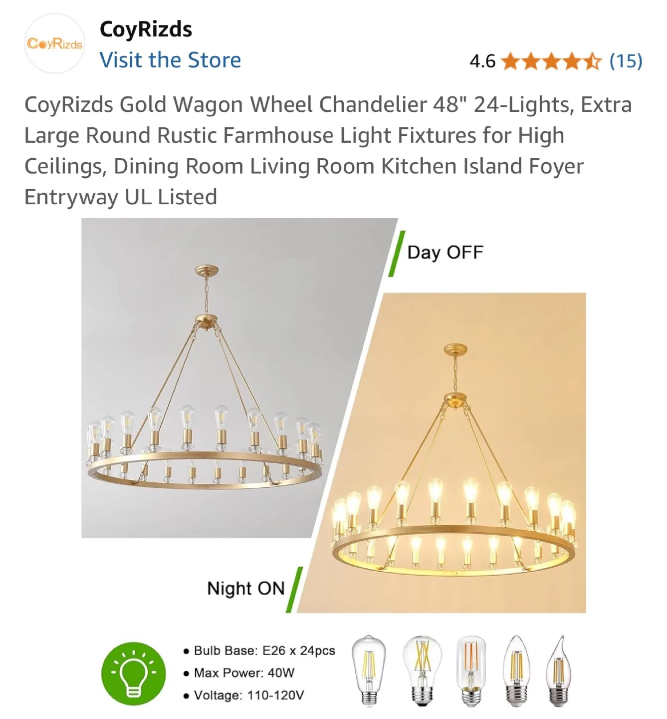 CoyRizds Gold Wagon Wheel Chandelier 48" image indicator(5)