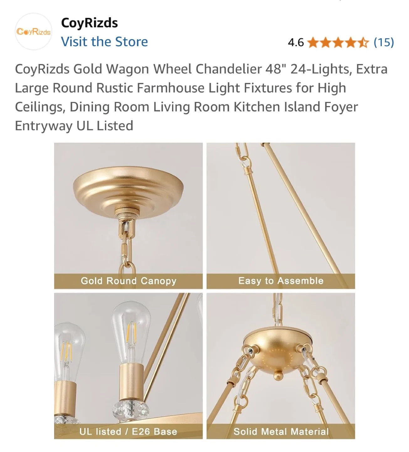 CoyRizds Gold Wagon Wheel Chandelier 48" image indicator(6)