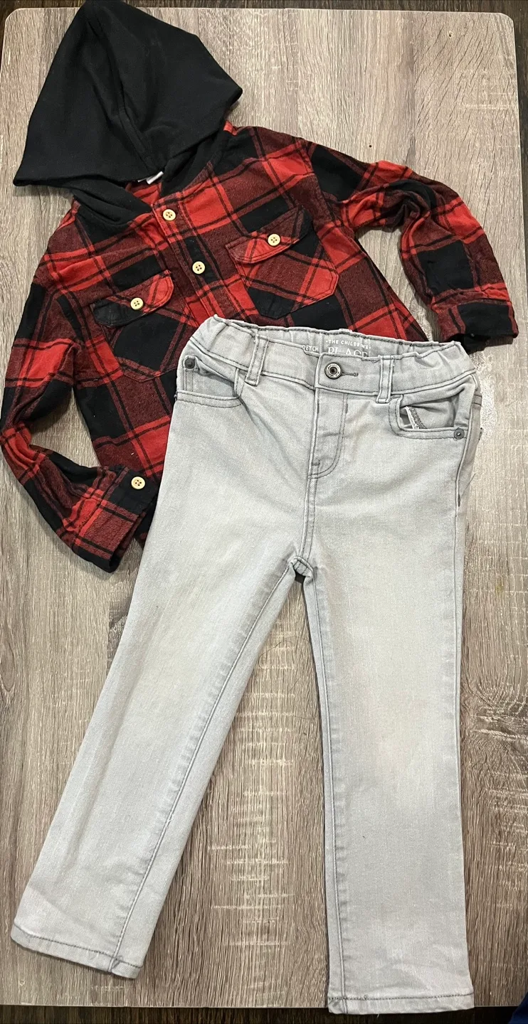 The Children's Place Plaid Hoodie & Jeans Set thumbnail