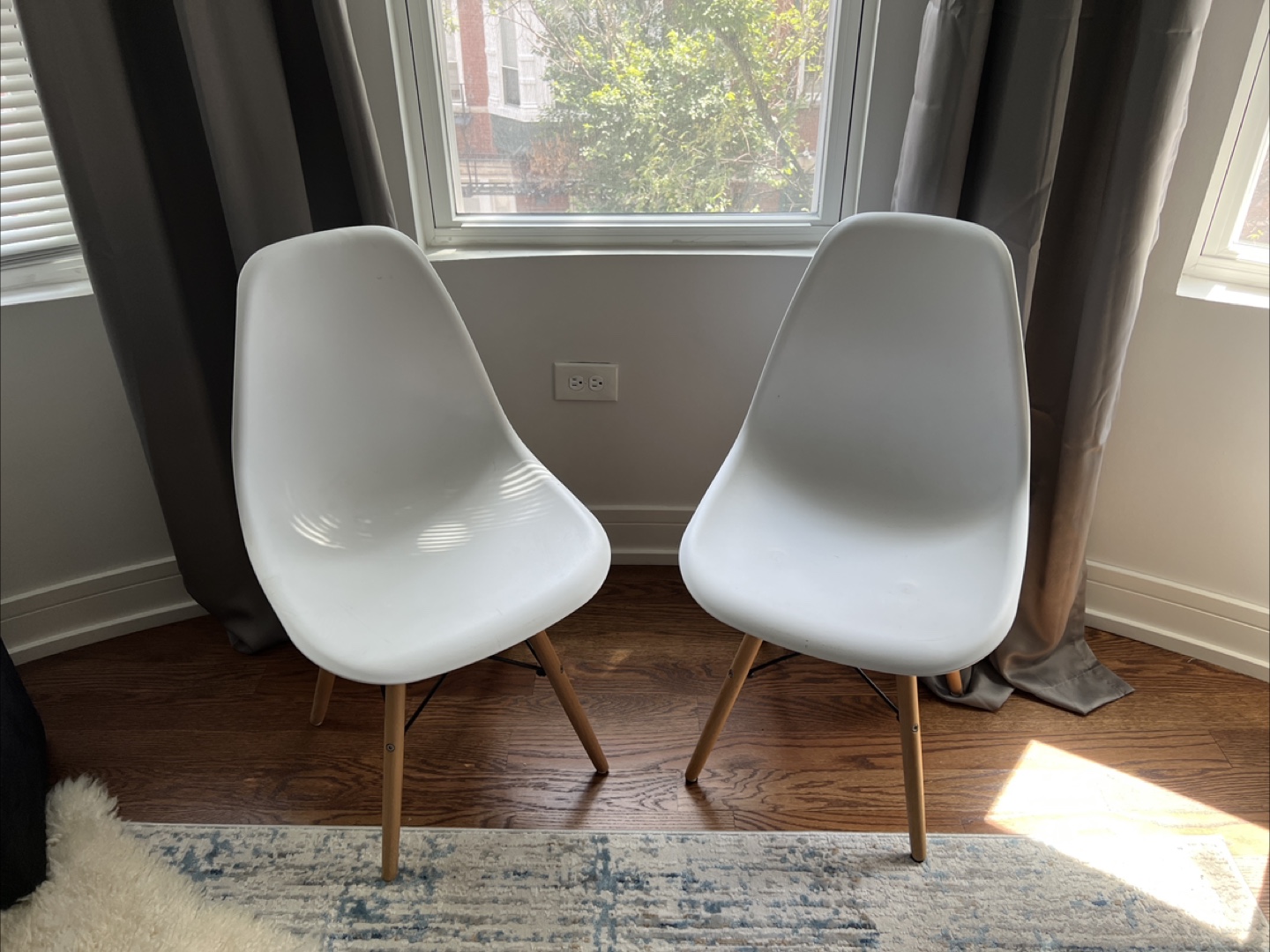 White Molded Plastic Dining Chairs