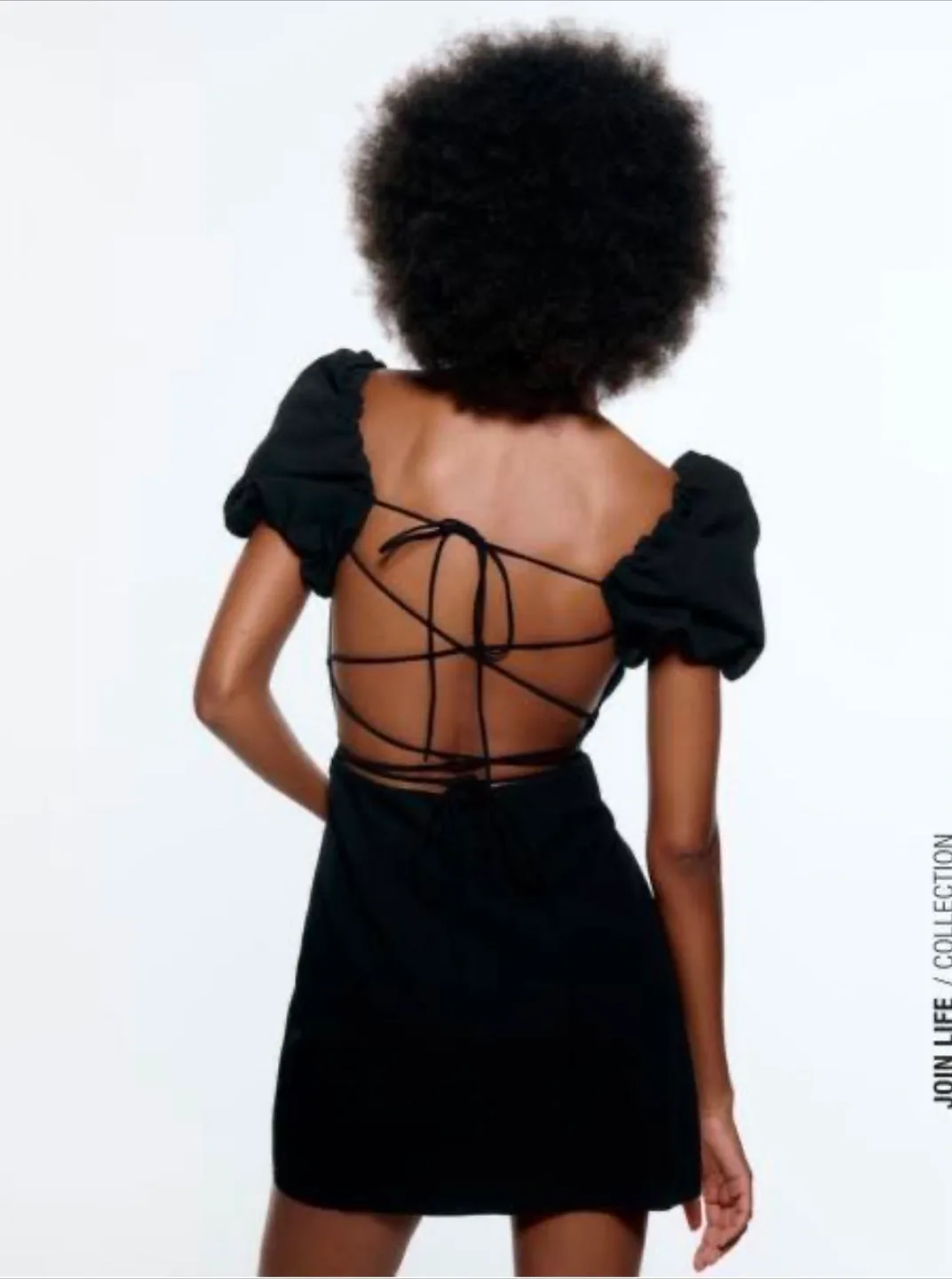 Zara Open Black Mini Dress XS Linen blend image indicator(3)