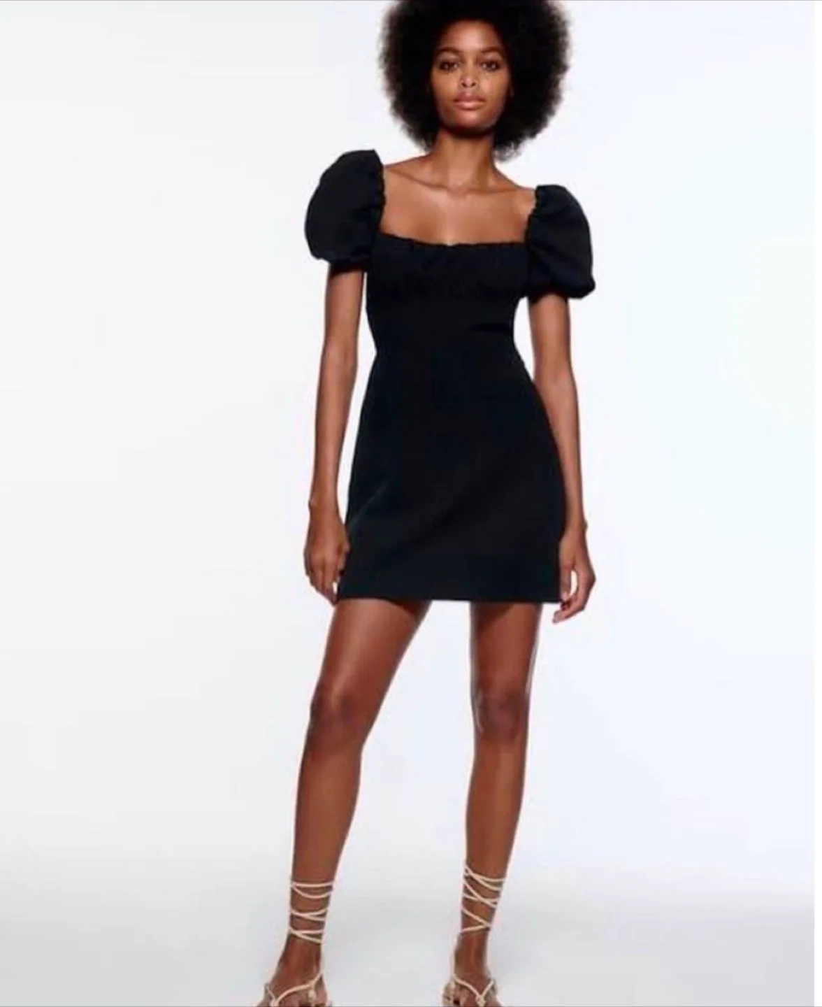 Zara Open Black Mini Dress XS Linen blend image indicator(4)