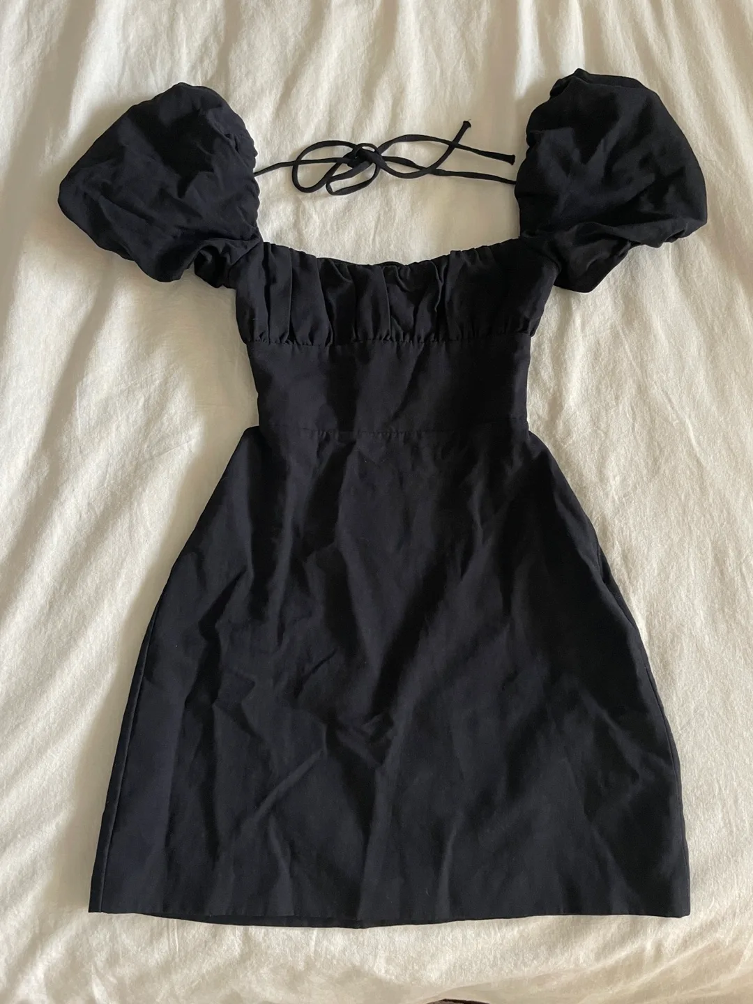 Zara Open Black Mini Dress XS Linen blend image indicator(6)