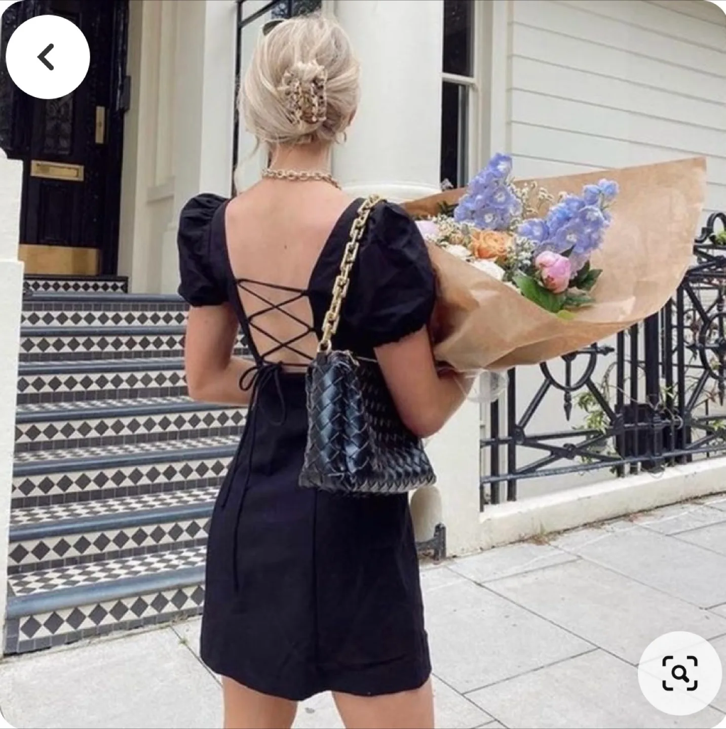 Zara Open Black Mini Dress XS Linen blend image indicator(2)