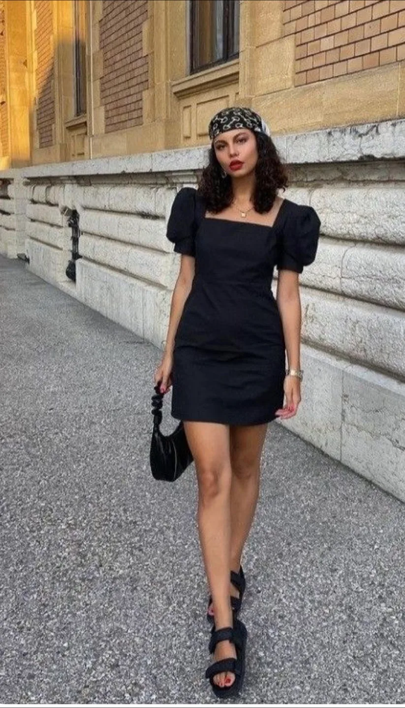 Zara Open Black Mini Dress XS Linen blend image indicator(9)