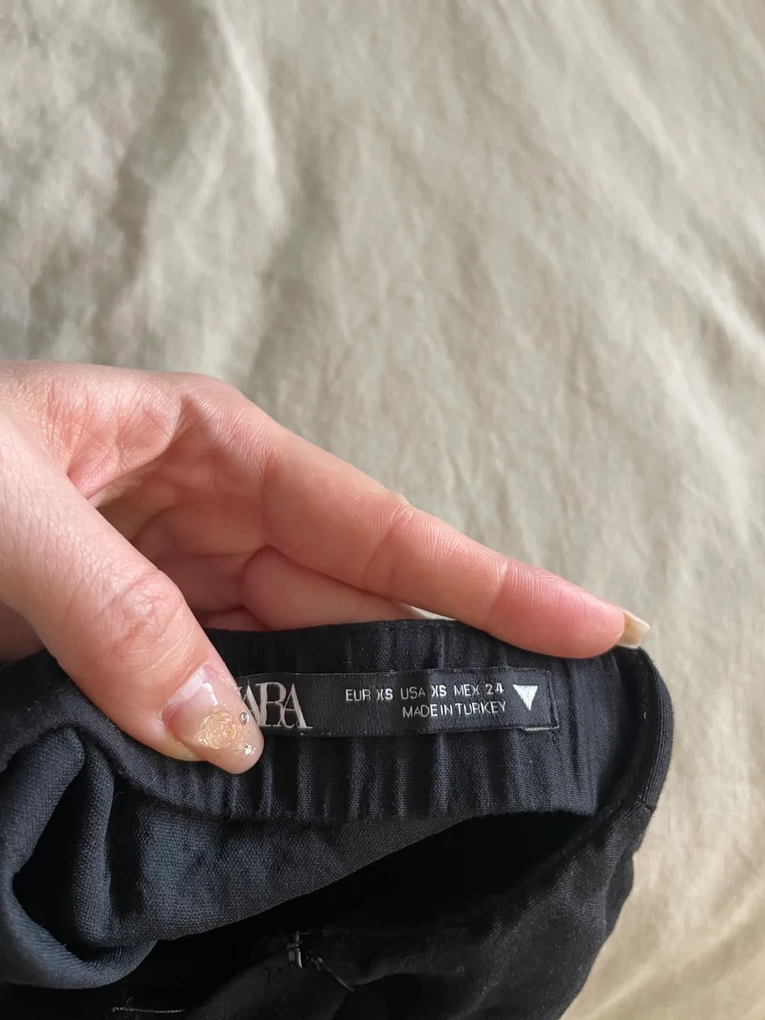 Zara Open Black Mini Dress XS Linen blend image indicator(7)