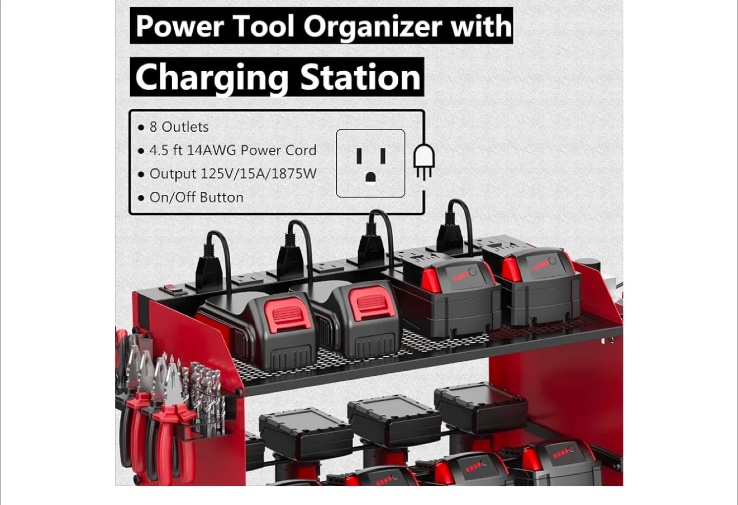 Power Tool Organizer with Charging Station image indicator(4)