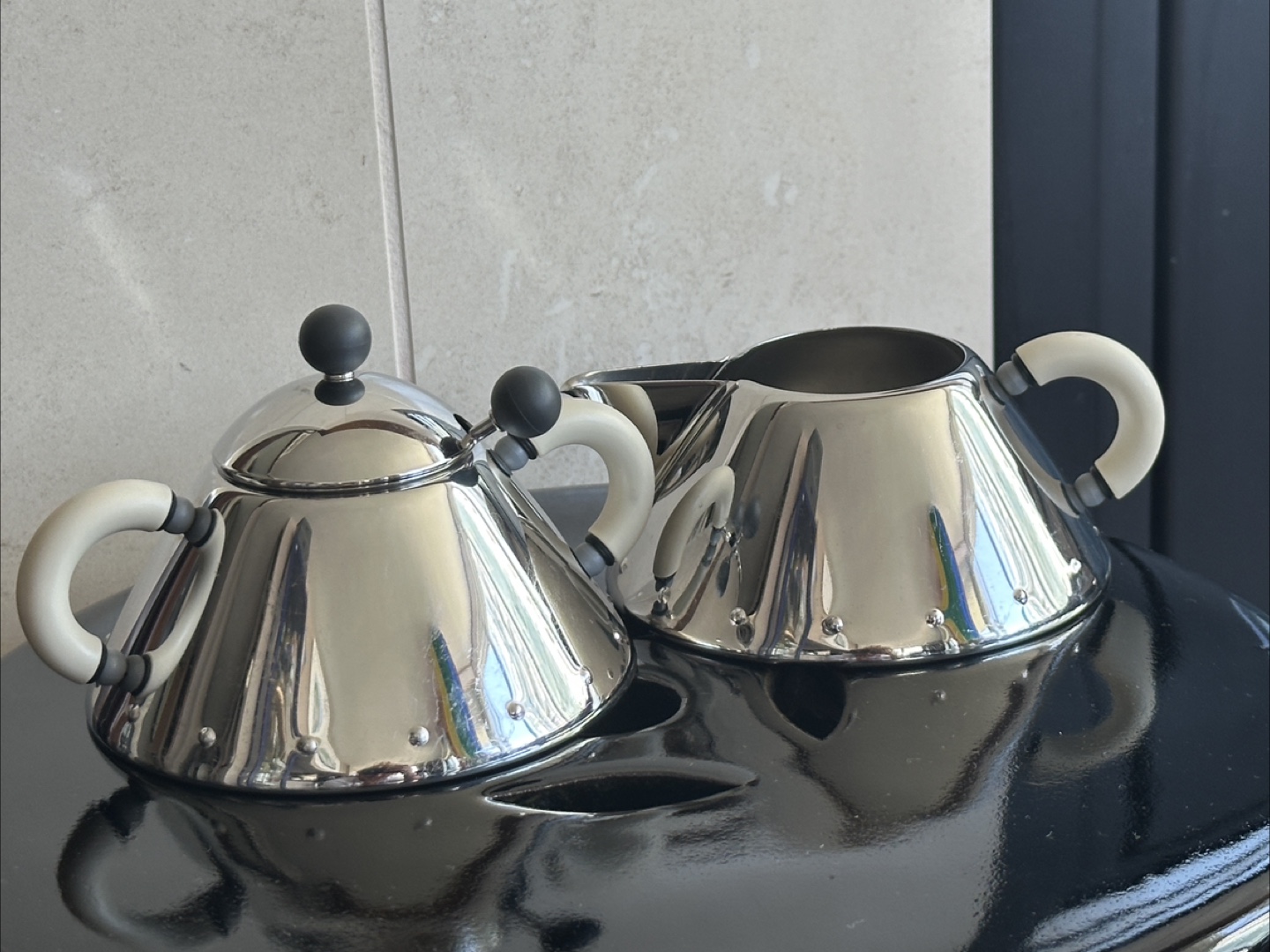 Alessi Sugar Bowl with Spoon and Creamer by Michael Graves - photo 4