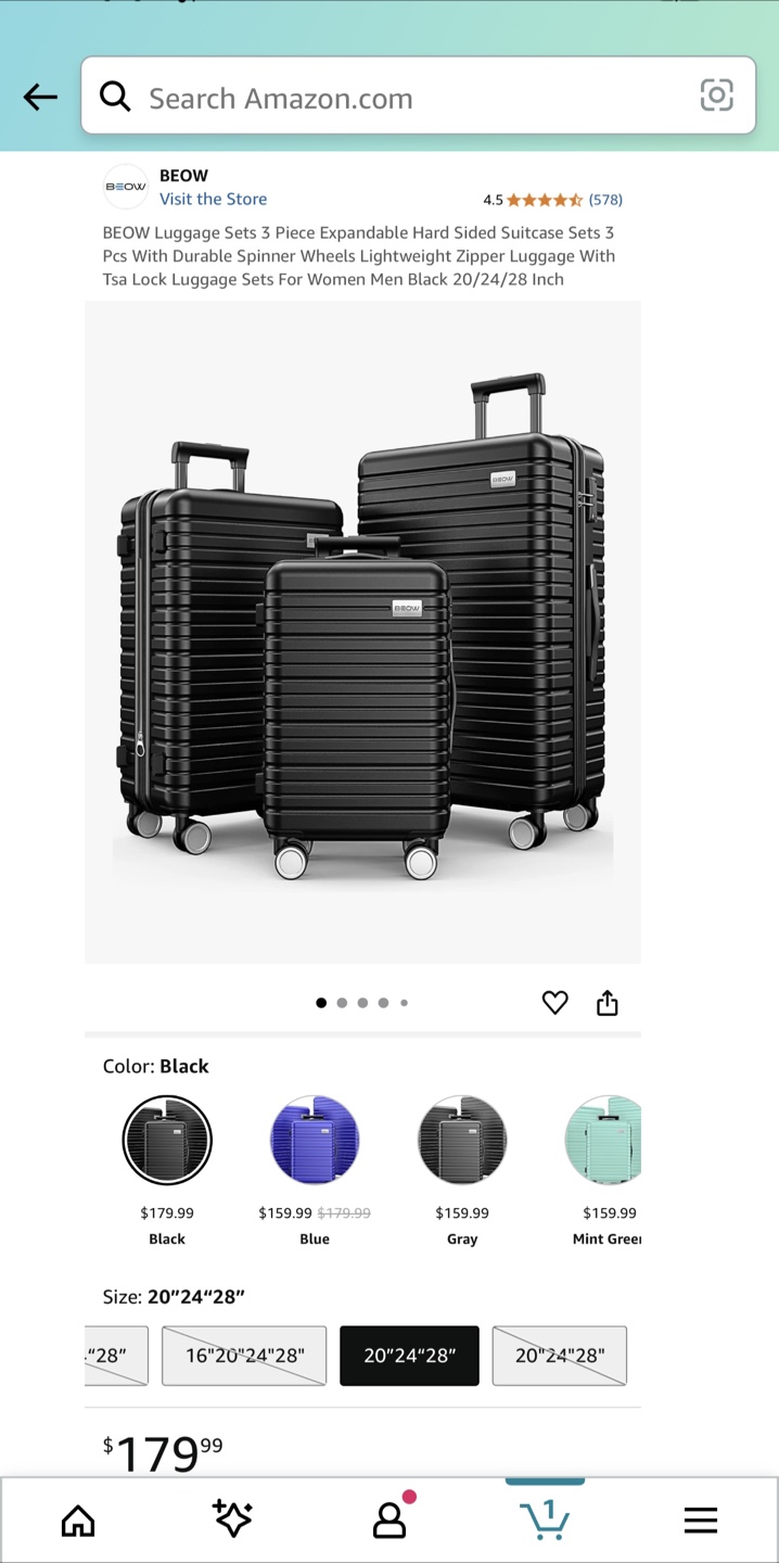 Brand New 3-Piece Expandable Hard Sided Luggage Set - Black