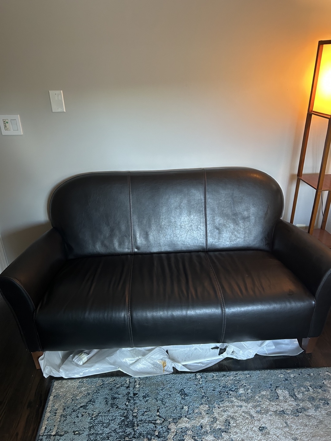 Black Leather Sofa - photo 2