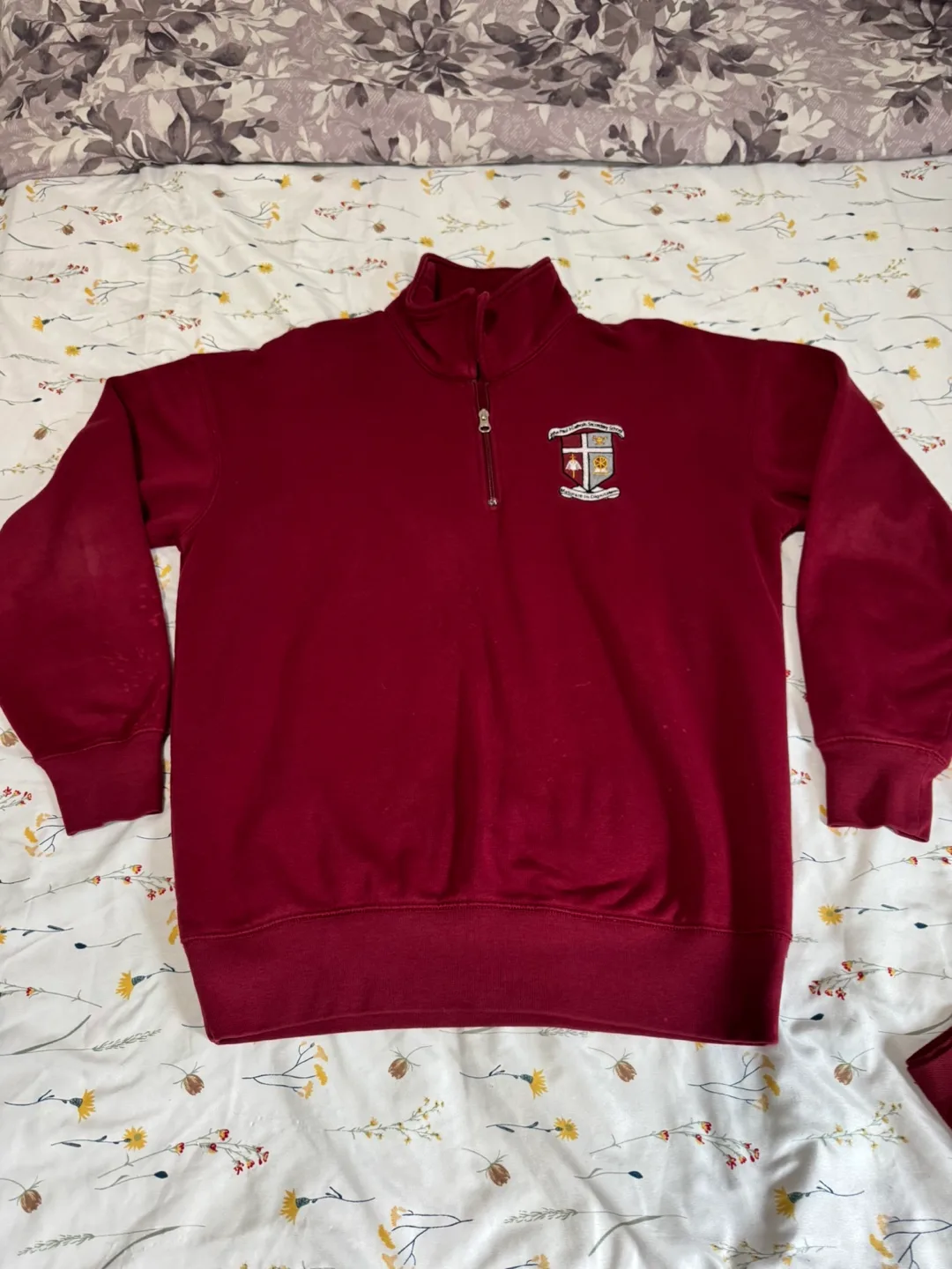 JP II BOYS Maroon 1/4 Zip Pullover Uniform-Small thumbnail