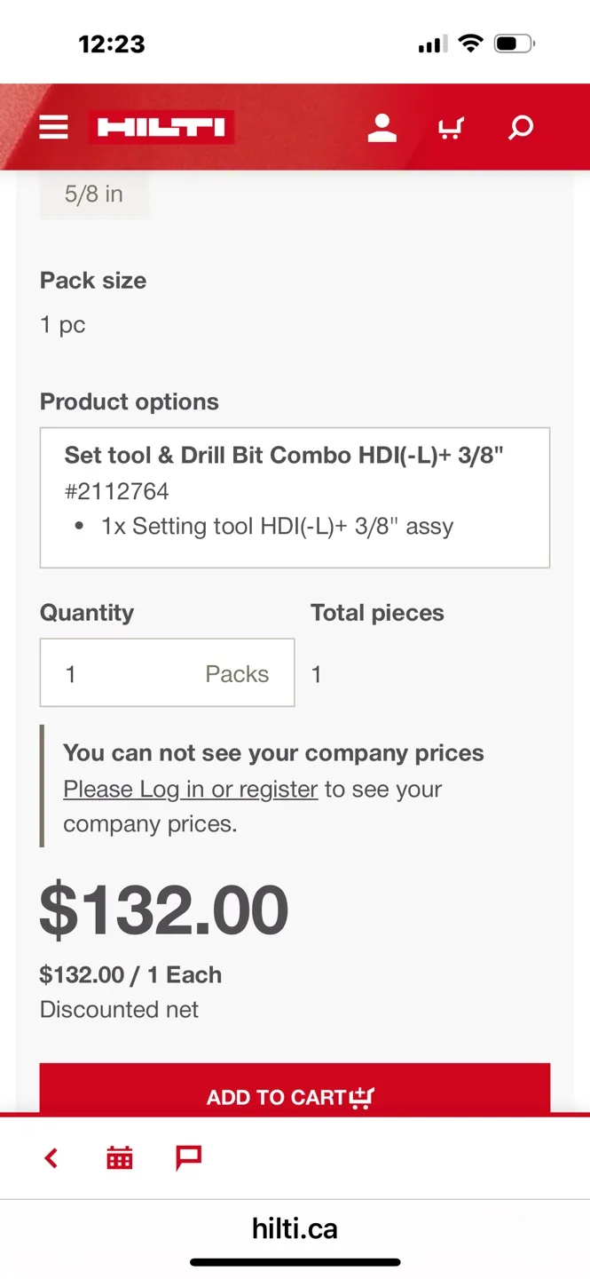 Hilti 3/8” set bit tool image indicator(10)