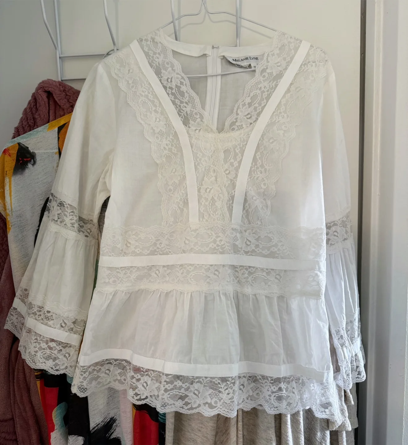 Melanie Lyne White Lace Blouse - Size M thumbnail