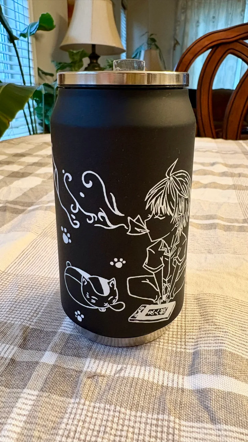Anime stainless steel tumbler with lid and reusable straw thumbnail