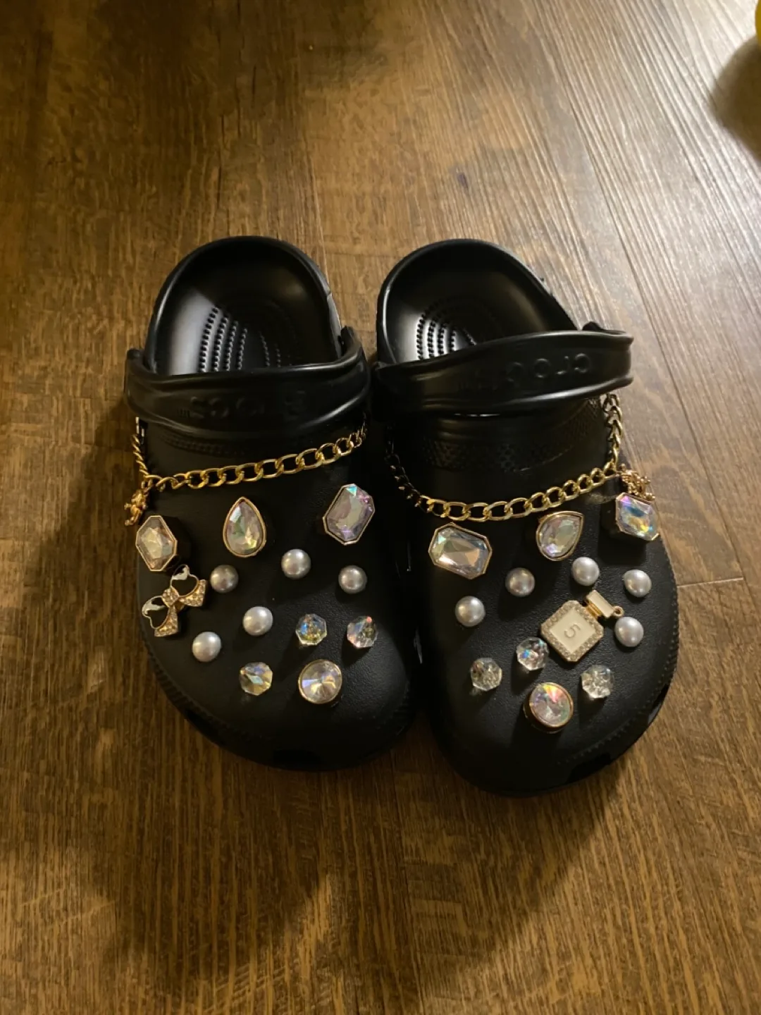 Crocs Black Crocs with Embellishments thumbnail