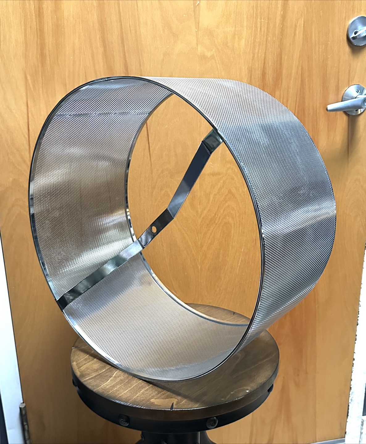 Large Silver Metal Mesh Drum Lamp Shade