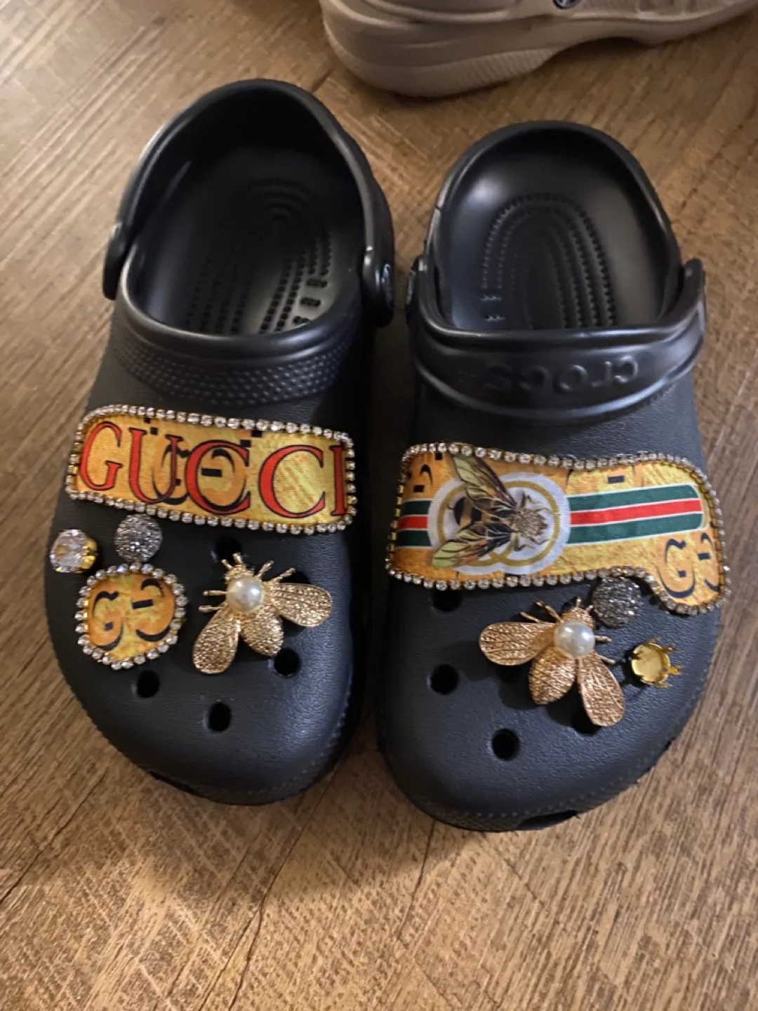 Crocs Black Embellished Clogs Size 6 thumbnail