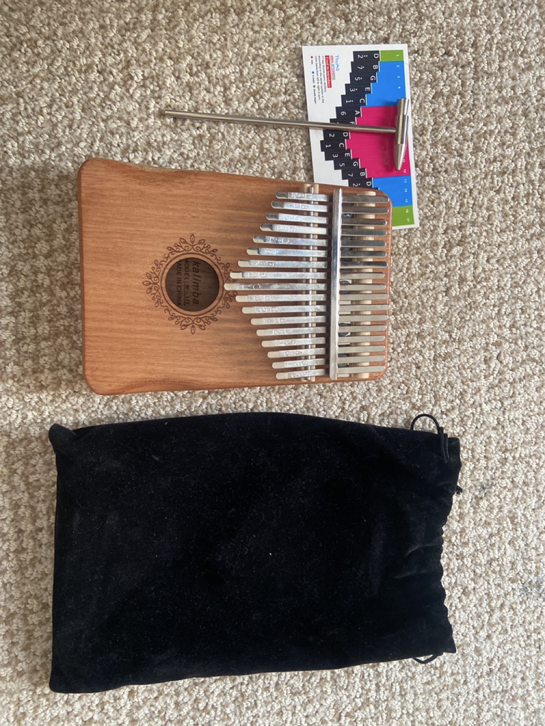 17 Keys Kalimba + Tuner + Label Stickers + Container | Brand new