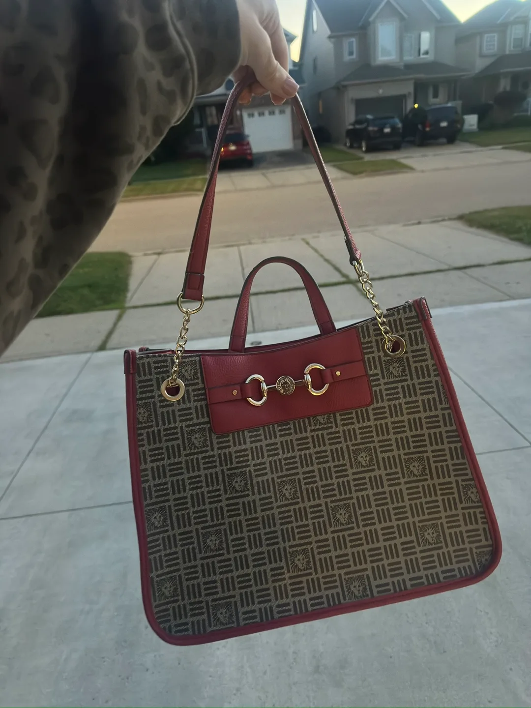 Anne Klein Tote Bag - Brown & Red thumbnail