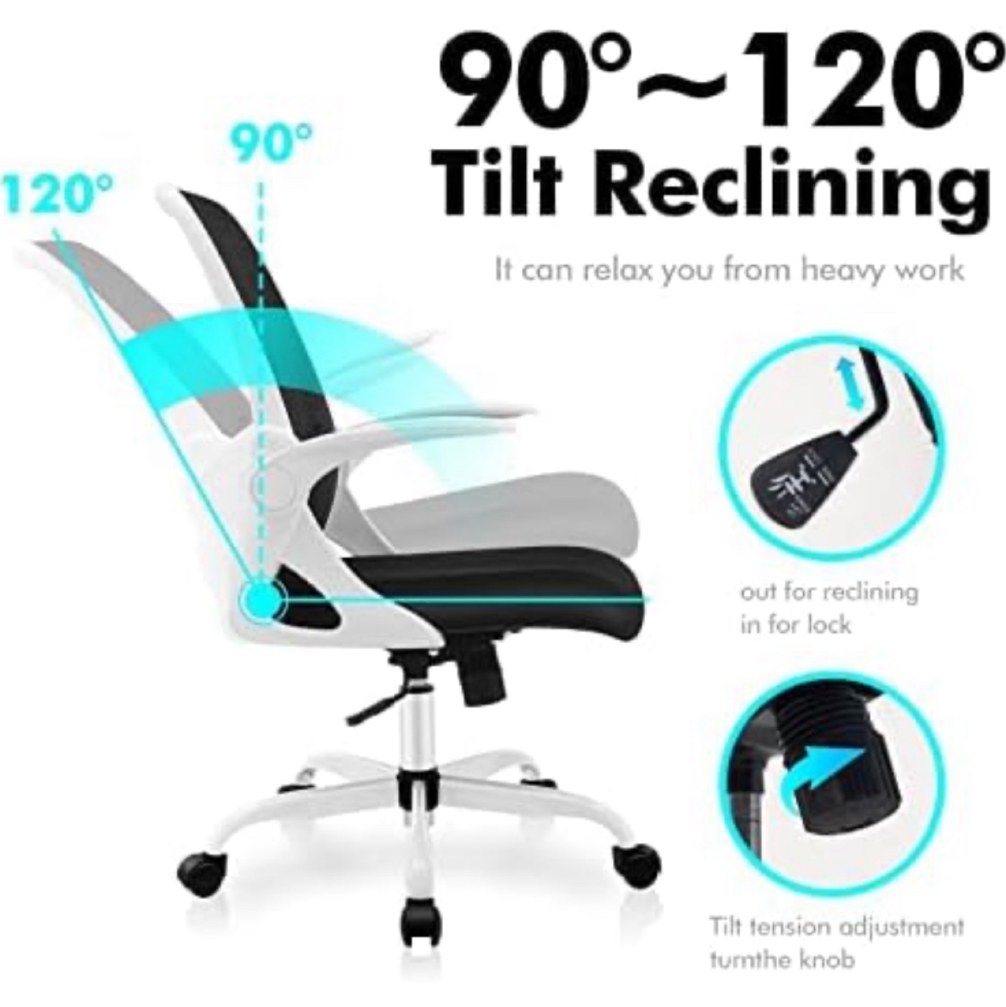 White & Black Mesh Office Chair - Height Sinking - photo 5