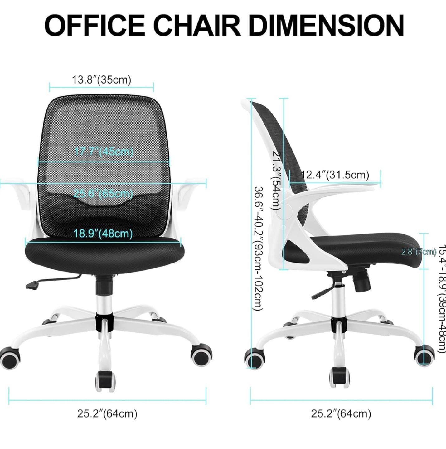 White & Black Mesh Office Chair - Height Sinking - photo 4