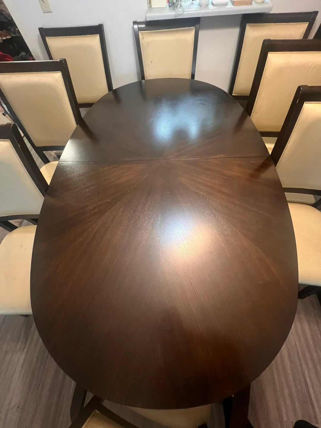 Dining Table with 8 Chairs - Dark Wood thumbnail
