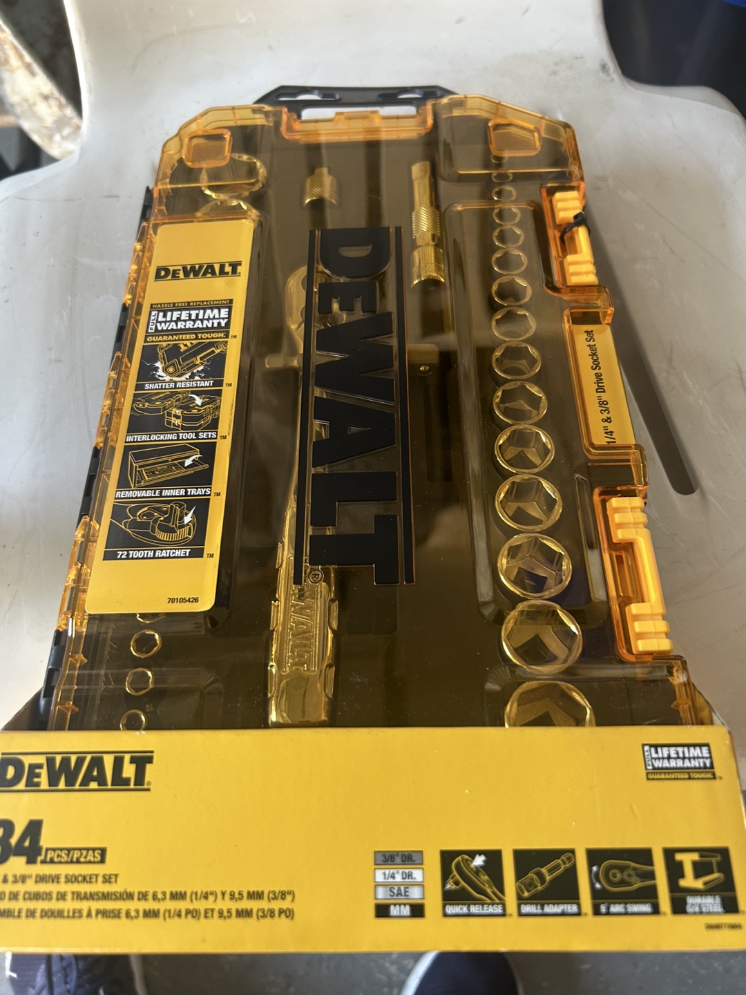 DeWalt 34-Piece 1/4" & 3/8" Drive Socket Set - New - photo 2