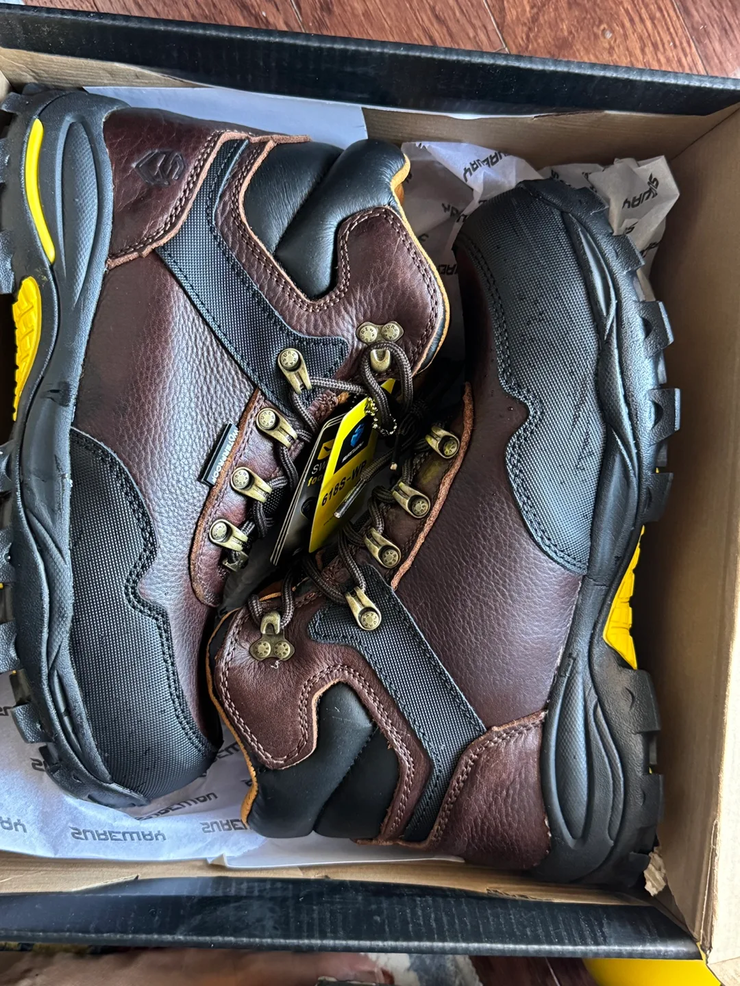 SUREWAY Men's 6" Steel Toe Waterproof Work Boots Brown Size 8.5 image indicator(4)