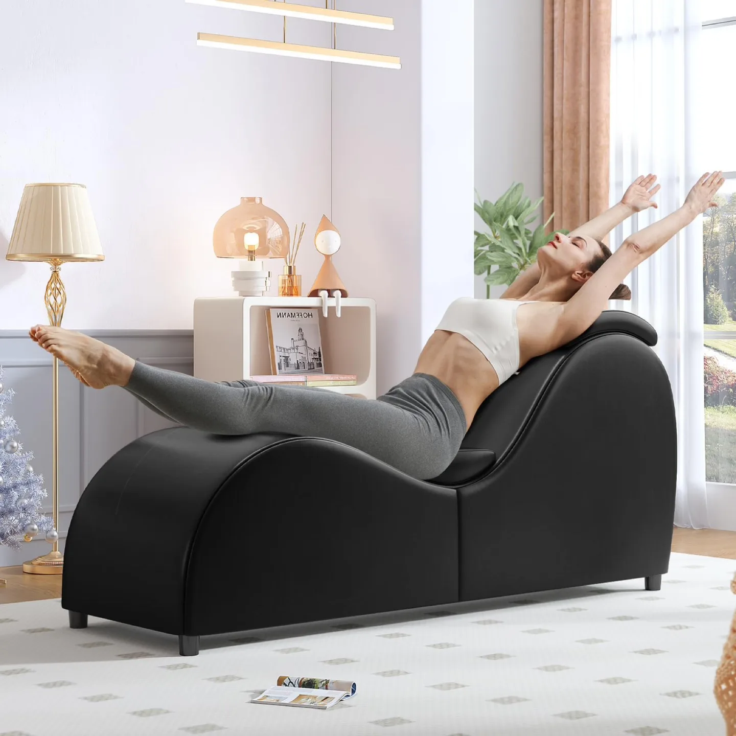 BALUS Yoga Chair, Curved Yoga Chaise Lounge thumbnail