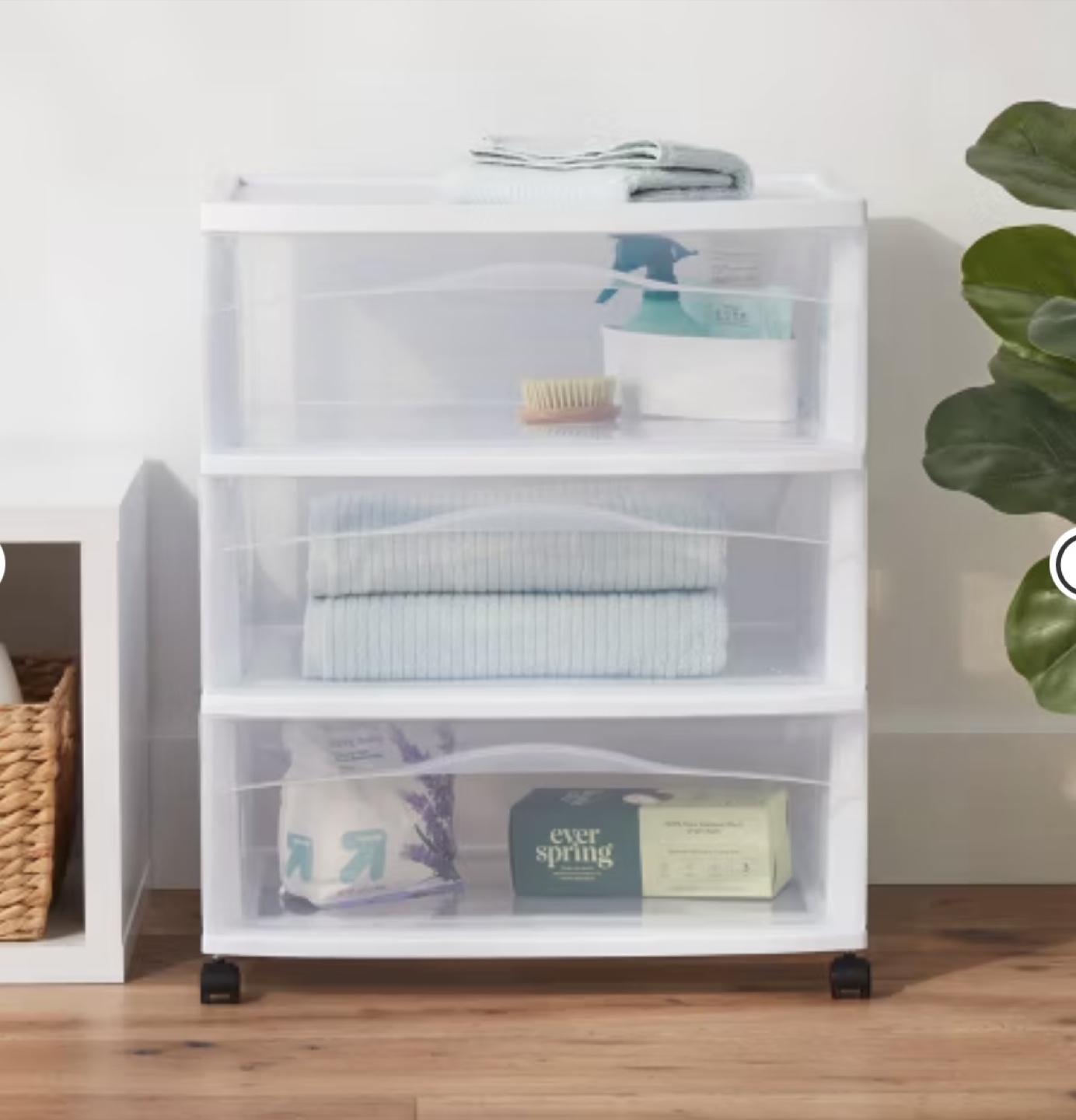 3 Drawer Wide Cart White - Brightroom