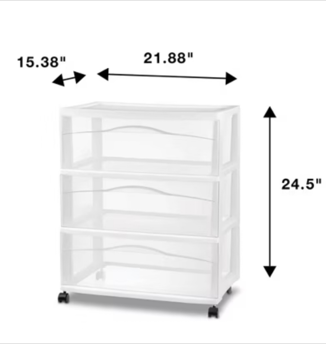 3 Drawer Wide Cart White - Brightroom - photo 3