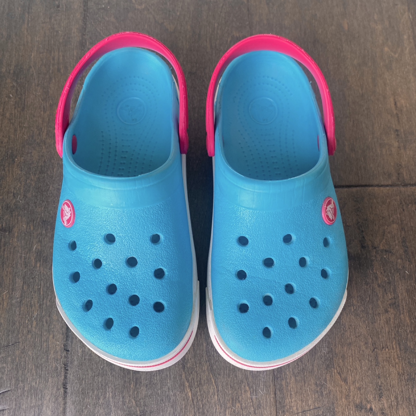 kids Crocs Sz 12/13 Blue Pink