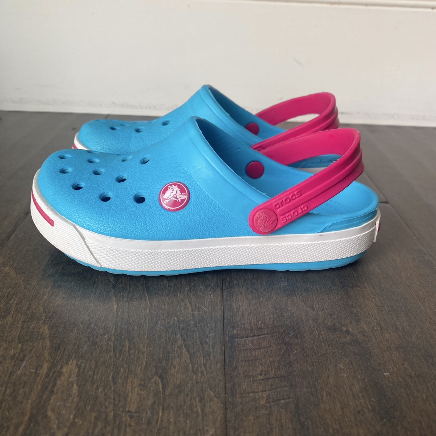 kids Crocs Sz 12/13 Blue Pink - photo 2