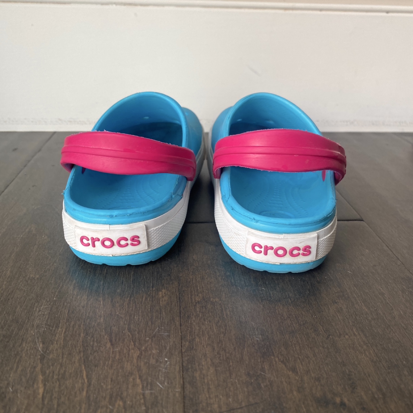 kids Crocs Sz 12/13 Blue Pink - photo 3