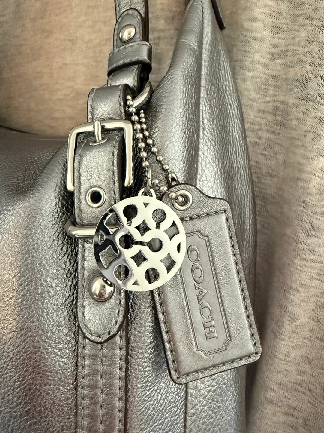 Coach Alexandra Metallic Silver Leather Shoulder Bag image indicator(3)