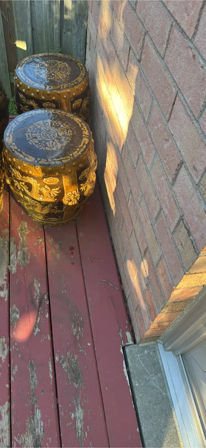 Ceramic Garden Stool with Dragon Design thumbnail