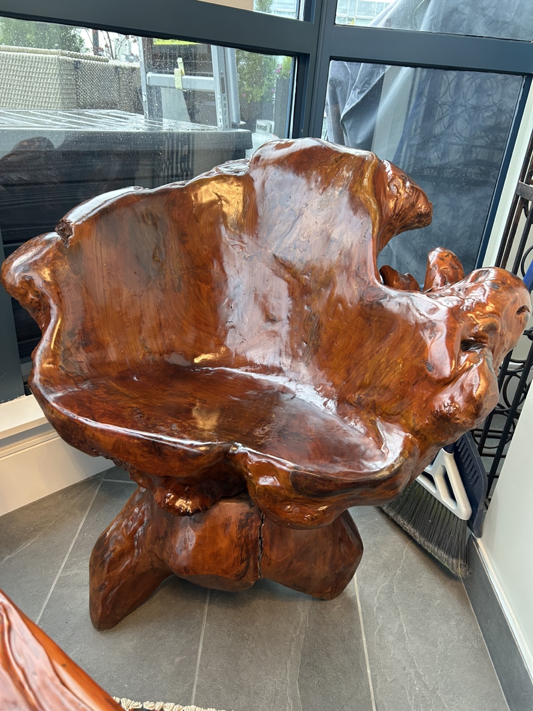 Ornate Cherrywood Tea Table & Stools Set - photo 5