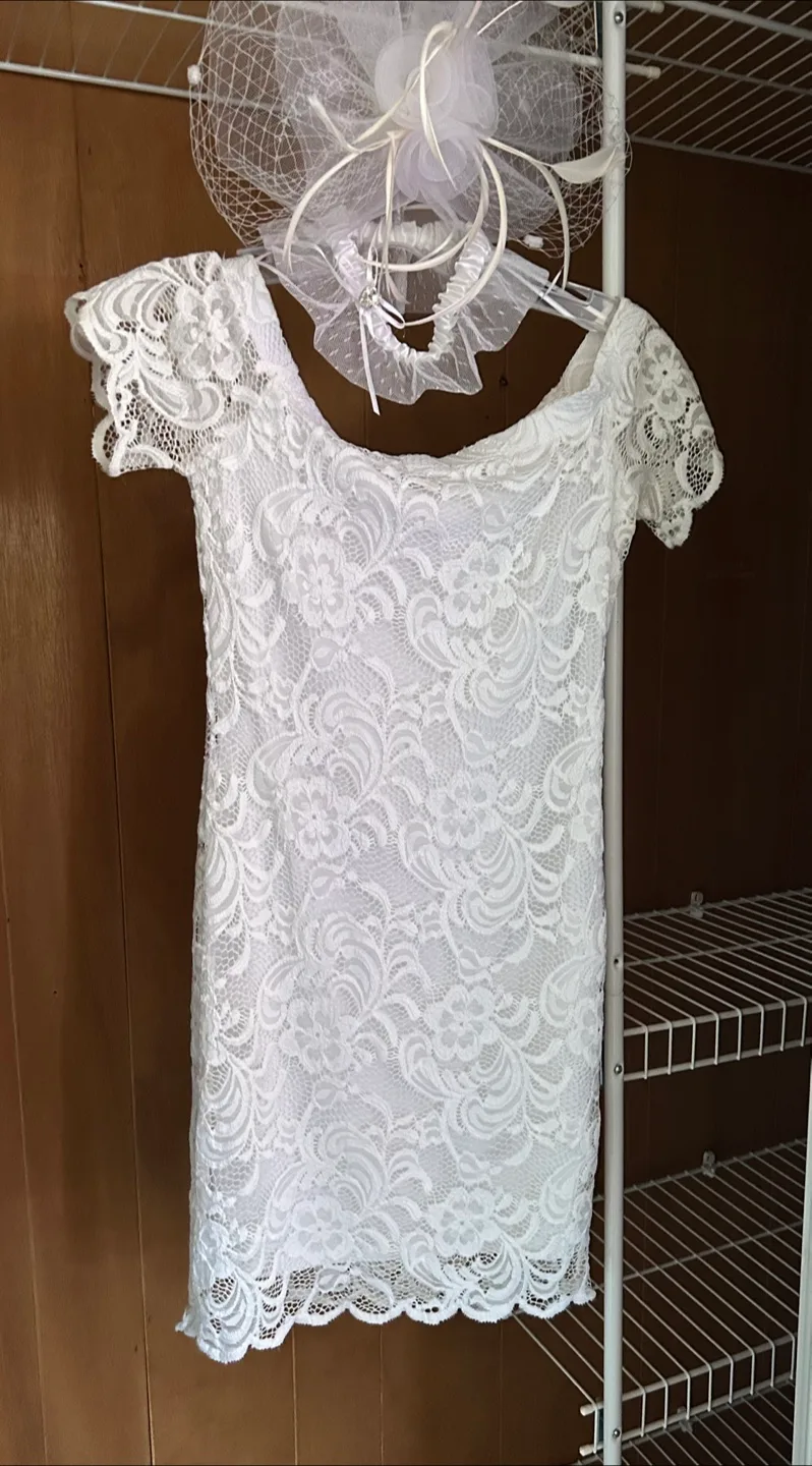 White Lace Dress with Headpiece thumbnail