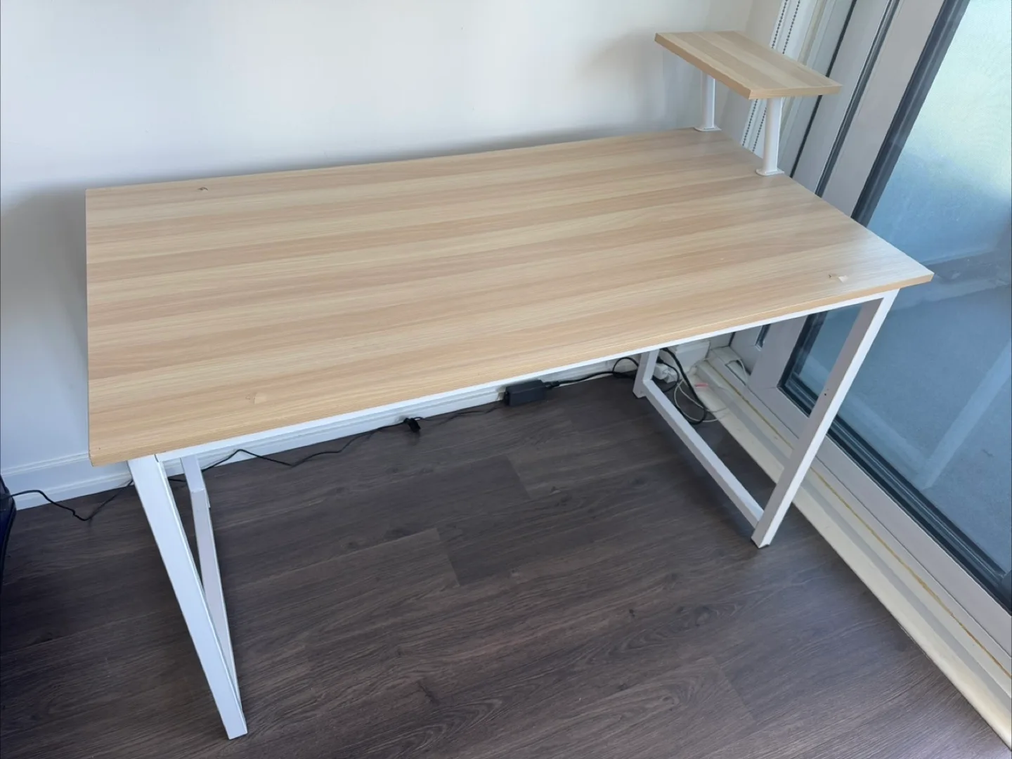 White Frame Desk with Shelf thumbnail