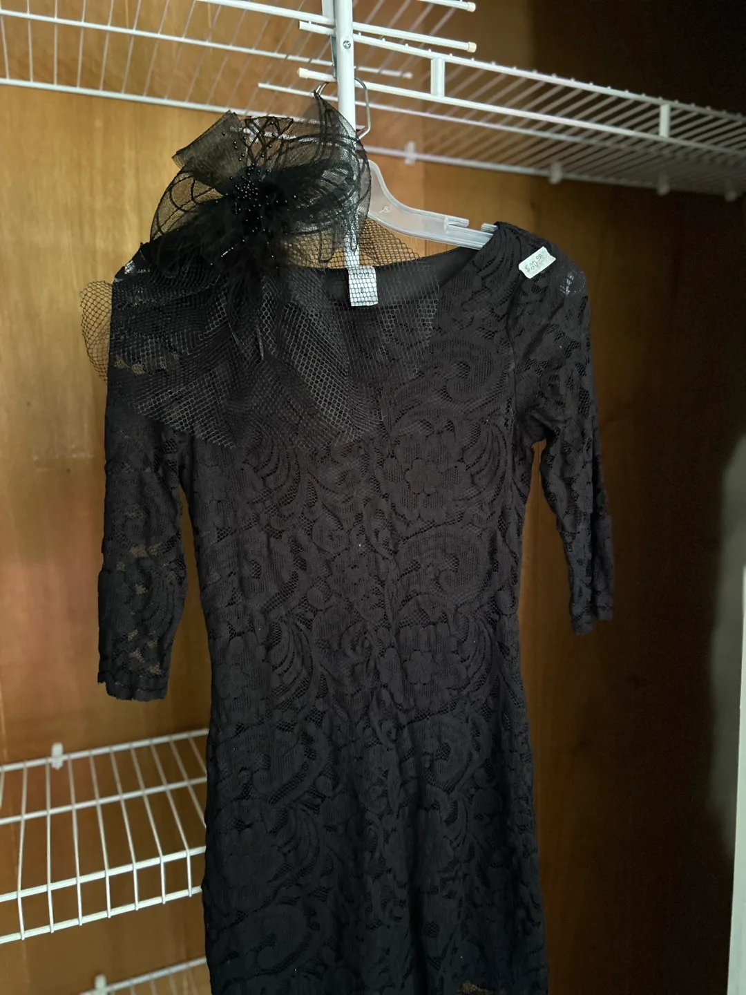 Black Lace Dress with Bow thumbnail