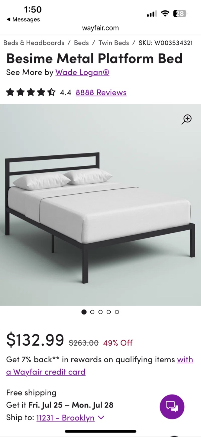 Besime Metal Platform Bed - photo 2