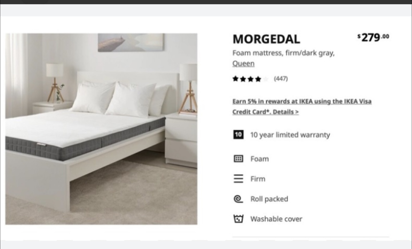 IKEA MORGEDAL Full Size Foam Mattress - photo 2