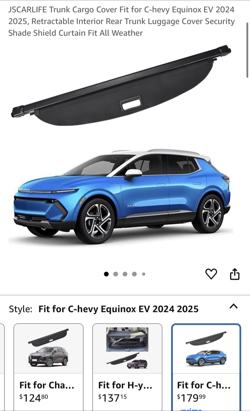 Trunk Cargo Cover for Chevy Equinox EV