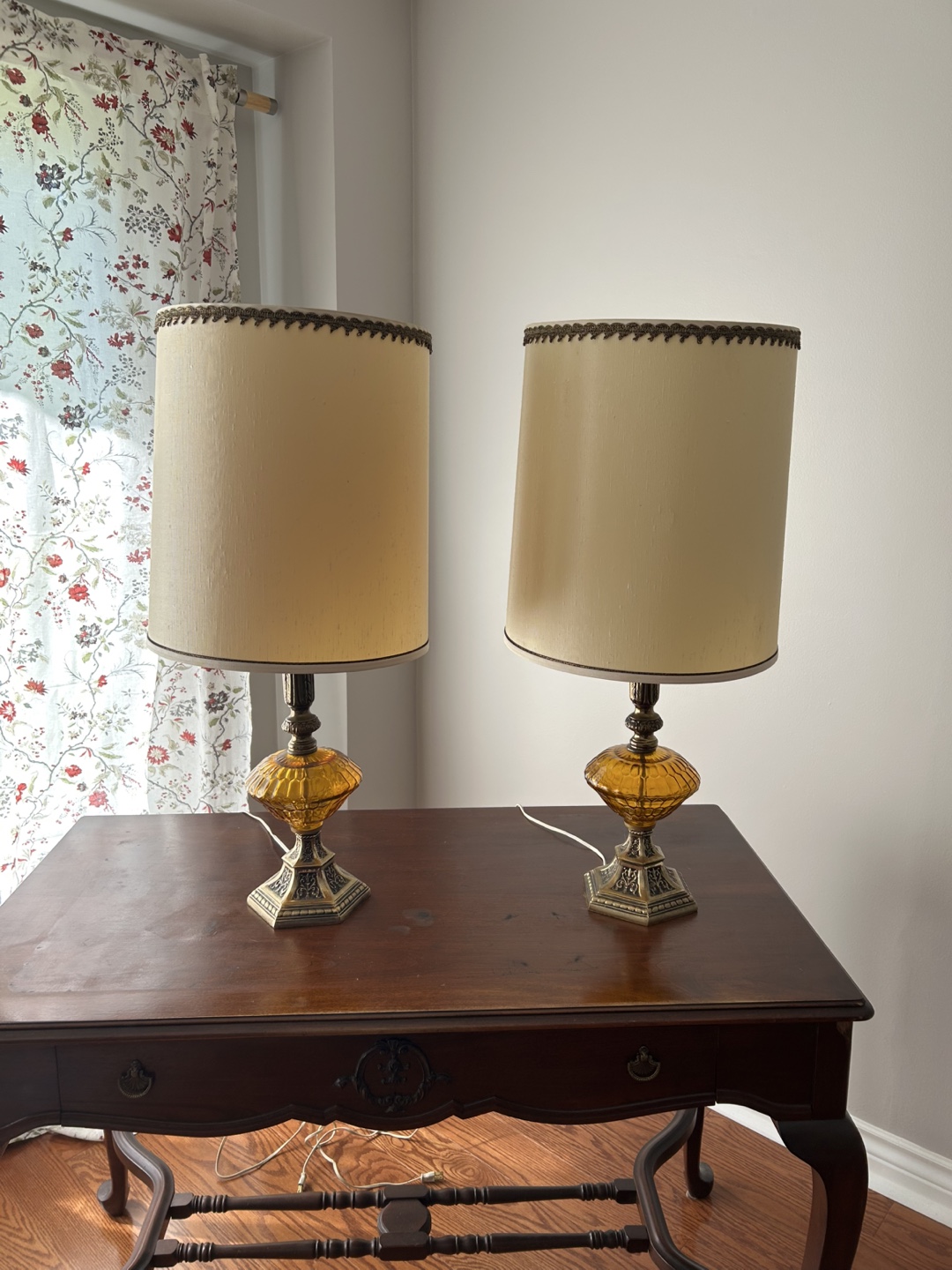 Vintage Amber Glass Table Lamps