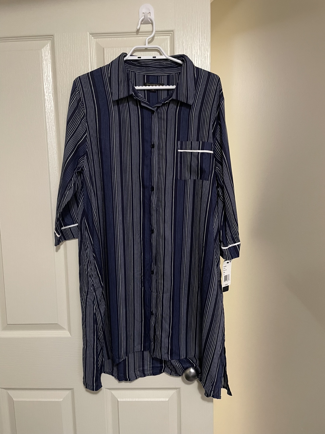 Donna Karan Sleepwear XL Navy Stripe