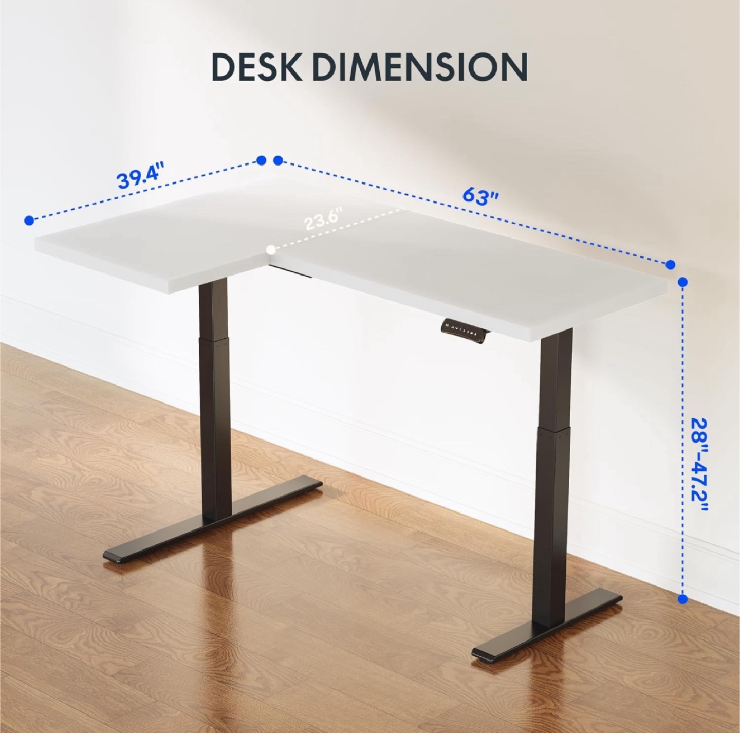 L-Shaped Standing Desk, White, Adjustable Height - photo 3