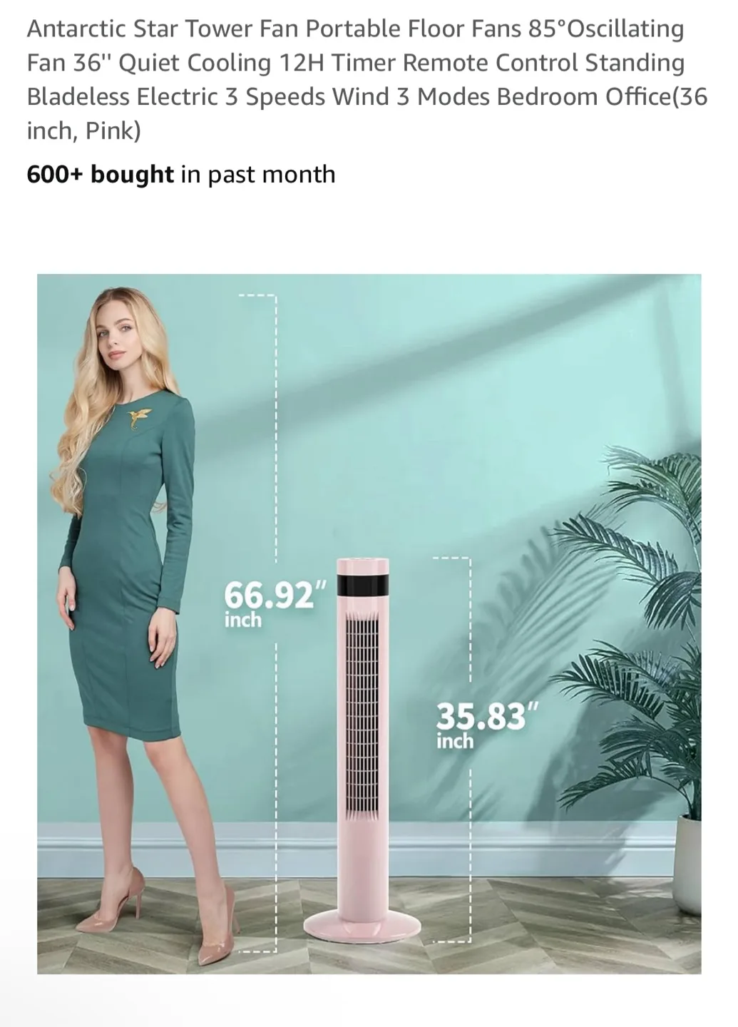 Tower Fan 36" Pink - Selling TWO (2) thumbnail